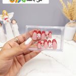 ناخن مصنوعی با مواد کاشت درجه ۱ طرح فرنچ گیلاسی رنگ قرمز (به همراه پک اختصاصی)
