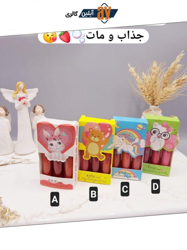 یک رژ مایع 3 تایی یونیکرن برند کایلی کد 8294
