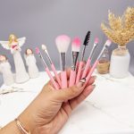 ست براش 7 تیکه میکاپ کوچک صورتی