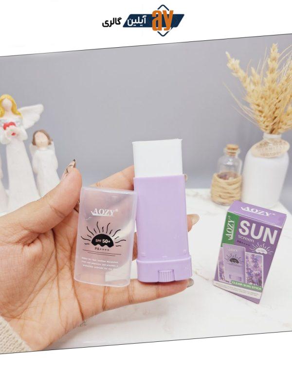 ضد آفتاب بی رنگ استیکی SPF 50 مناسب در برابر آفتاب با رایحه اسطوخودوس کد AB010