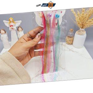 پنس موی دخترانه با موی اکستنشن رنگی ساده