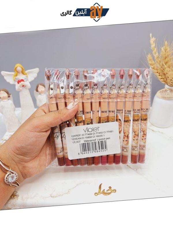 پک 12 تایی رژ مدادی تراش دار طرح عروس برند violet کد 4525