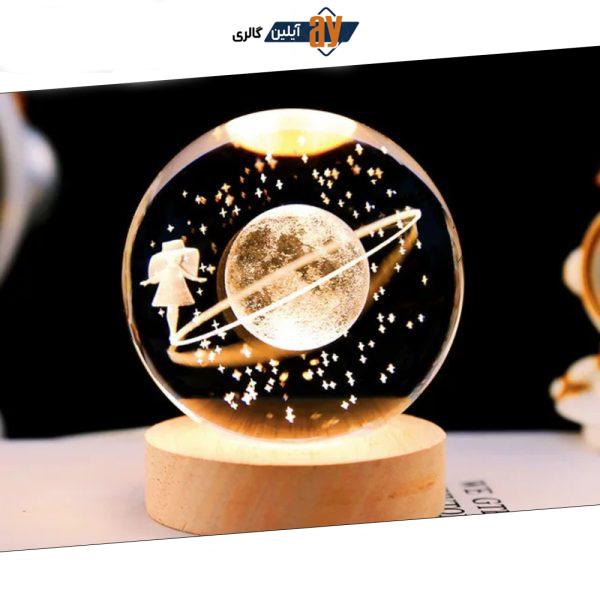 چراغ خواب گوی کریستالی فوق العاده زیبا طرح ماه و دختر