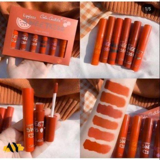 پک 6 تایی رژ مایع کوکوکاستل سری سوییت کیس میوه ای کد 4062