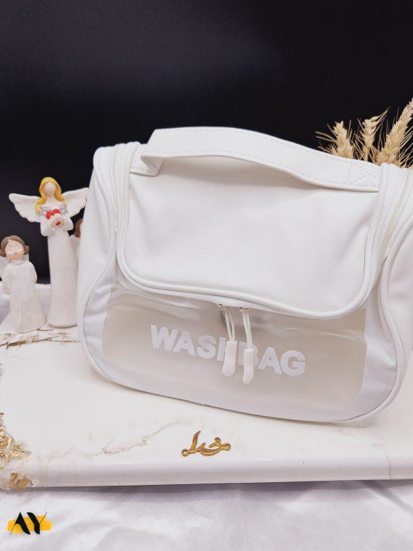 کیف آرایشی واشبگ بیضی سفید سایز بزرگ WASHBAG