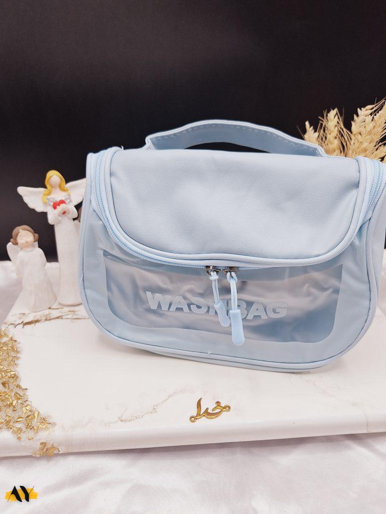کیف آرایشی واشبگ بیضی آبی سایز بزرگ WASHBAG
