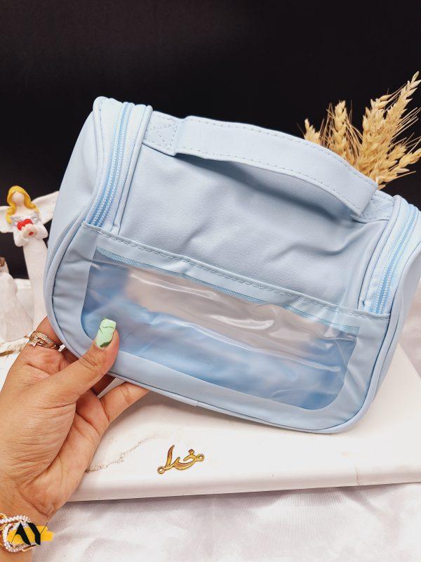 کیف آرایشی واشبگ بیضی آبی سایز بزرگ WASHBAG