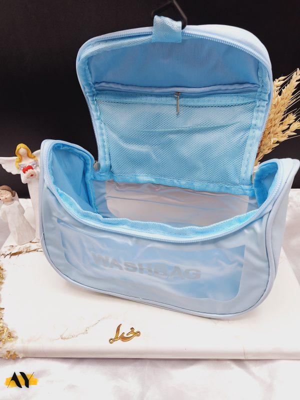 کیف آرایشی واشبگ بیضی آبی سایز بزرگ WASHBAG