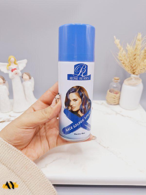 اسپری رنگ مو آبی پر رنگ برند ROSE BERRY کد 1778