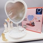 آینه رینگ لایت دار لمسی بسیار پرطرفدار مدل قلبی زیبا( رنگ سفید )