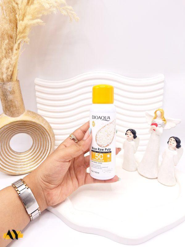 اسپری ضد آفتاب برنج spf50 برند بیوآکوا کد 9019