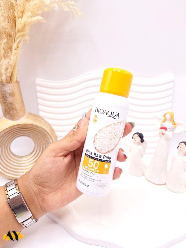 اسپری ضد آفتاب برنج spf50 برند بیوآکوا کد 9019