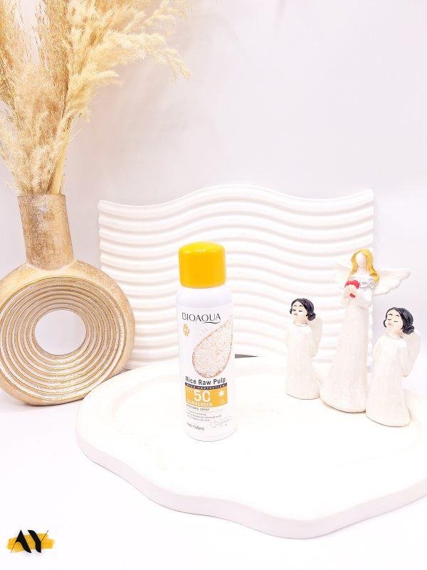 اسپری ضد آفتاب برنج spf50 برند بیوآکوا کد 9019
