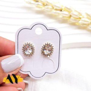 گوشواره نگین دار جواهری میخی کد 05007