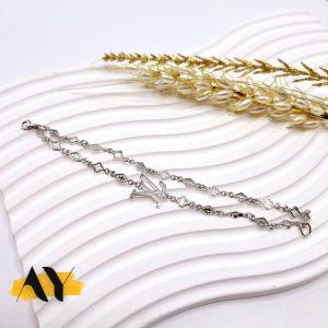 دستبند دو لاین حروف لویی ویتون نقره ای رنگ ثابت استیل