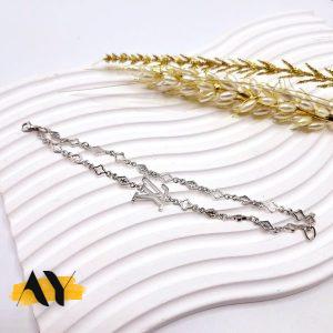 دستبند دو لاین حروف لویی ویتون نقره ای رنگ ثابت استیل