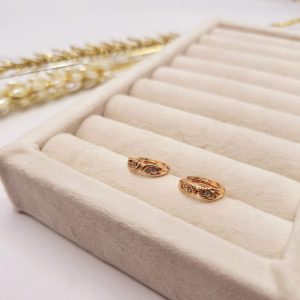 گوشواره طلایی طرح شاخه ای نگین دار برند ژوپینگ