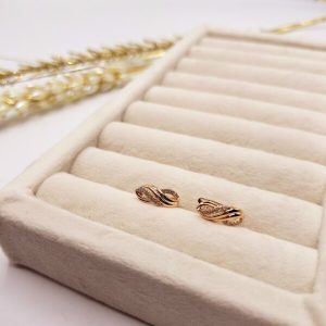 گوشواره طلایی طرح پیچی نگین دار برند ژوپینگ