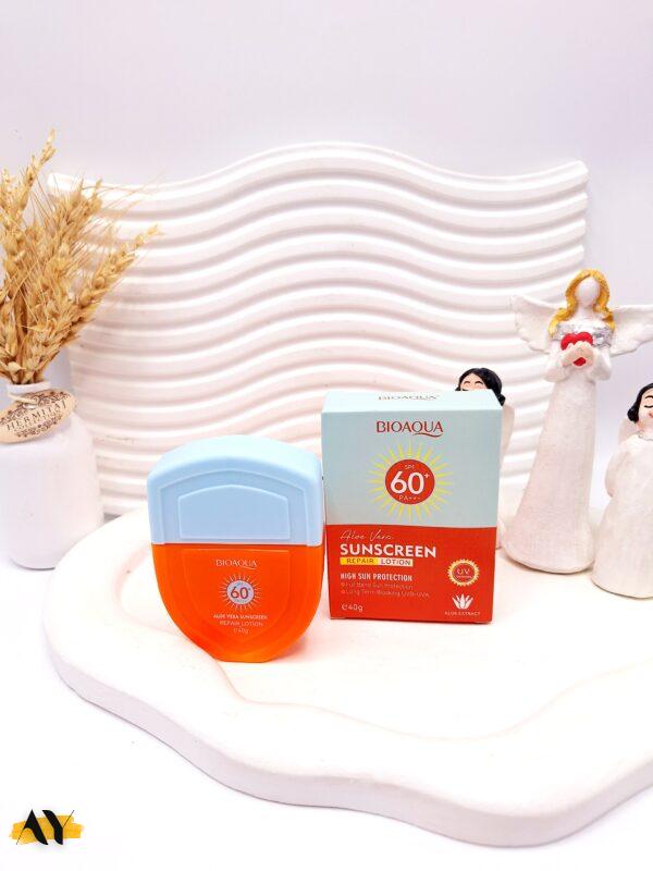 کرم ضد آفتاب بی رنگ بیواکوا 60 Spf با عصاره آلوورا کد 37381
