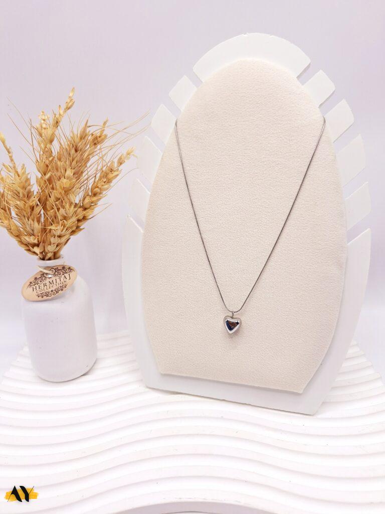 گردنبند طرح قلب نقره ای ساده