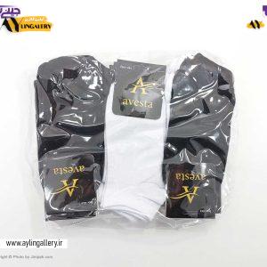 جوراب مچی نخی زنانه و مردانه طرح مشکی و سفید ساده