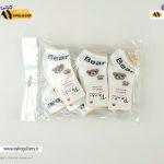 جوراب مچی نخی نوزادی طرح تدی سفید