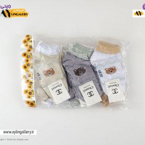 جوراب مچی نخی بچگانه 6 تا 8 سال طرح تدی