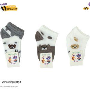 جوراب مچی نخی نوزادی طرح خرس تدی
