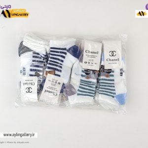 جوراب مچی نخی طرح گربه راه راه