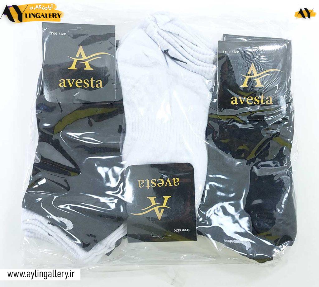 جوراب مچی نخی زنانه و مردانه کف کش طرح مشکی و سفید نایک
