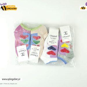 جوراب مچی نخی بچگانه 4 تا 5 سال طرح قلب