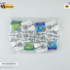 جوراب مچی نخی بچگانه طرح زرافه سفید