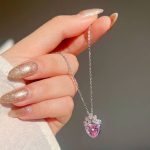 گردنبند جواهری قلب صورتی راپونزل