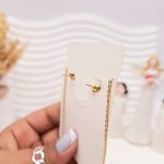 ست گوشواره و گردنبند طرح ضربان قلب طلایی استیل