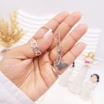 ست گوشواره و گردنبند طرح پروانه مخرج کاری نقره ای استیل