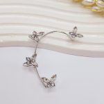 گوشواره ایرکاف طرح پروانه برجسته نقره ای بدون نیاز به سوراخ کردن گوش