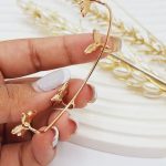 گوشواره ایرکاف طرح پروانه طلایی بدون نیاز به سوراخ کردن گوش