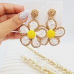گوشواره حصیری مدل گل طرح دوم