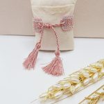 دستبند پارچه ای نگین دار CHRISTIAN DIOR (رنگ گلبهی)
