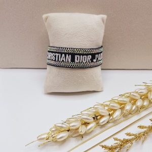 دستبند پارچه ای نگین دار CHRISTIAN DIOR (رنگ مشکی)