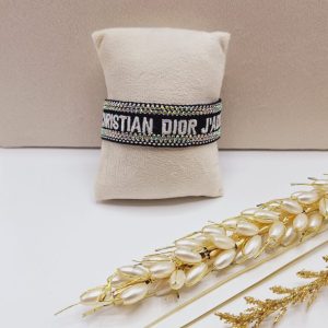 دستبند پارچه ای نگین دار CHRISTIAN DIOR (رنگ مشکی)