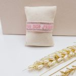 دستبند پارچه ای نگین دار CHRISTIAN DIOR (رنگ صورتی)