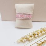 دستبند پارچه ای نگین دار CHRISTIAN DIOR (رنگ صورتی)