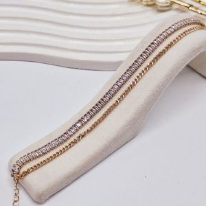 پابند دو لاین نگین دار تنیسی طلایق