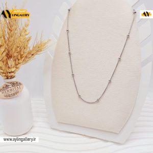 گردنبند زنجیر توپی نقره ای