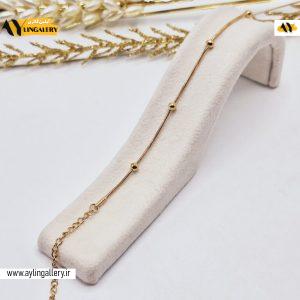 دستبند زنجیری توپی طلایی