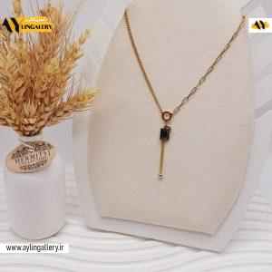 گردنبند شیک و زنجیری مدل مکعب مشکی