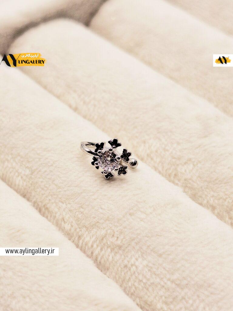 پرسینگ بینی فیک طرح دونه برف بدون سوراخ کردن