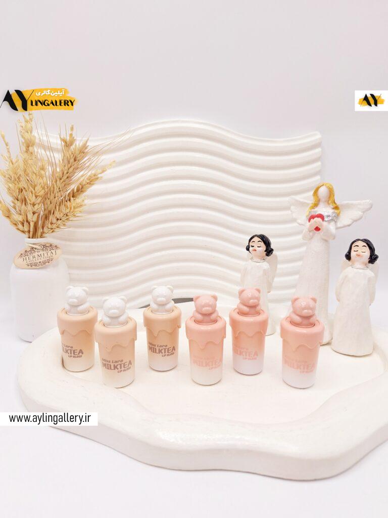 رژ مایع آیس پکی طرح خرسی فوق العاده زیبا مدل MILKTEA برند میس لارا
