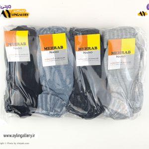 جوراب حوله‌ای زمستانی زنانه لب برگردان رنگی ساده